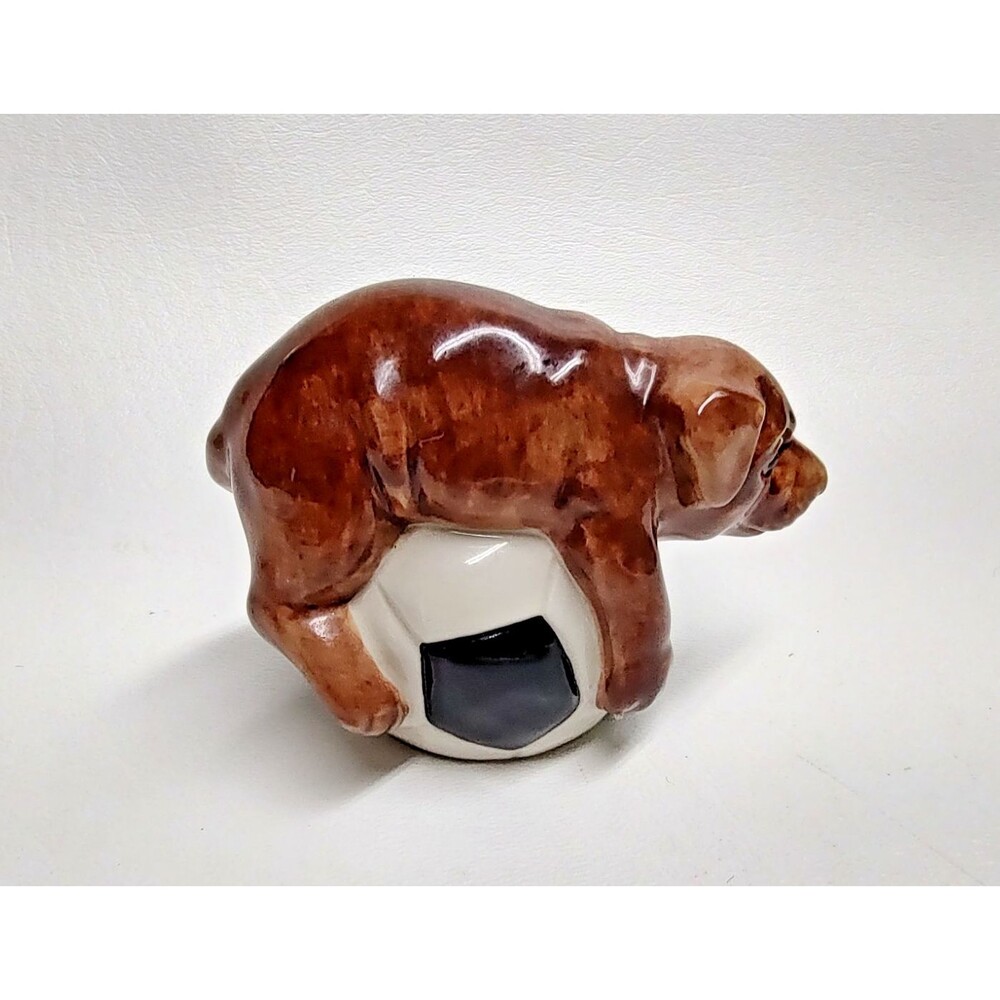 Vintage Wade England Dribbles Dog On Soccer Ball Figurine 3.5" Long 2.5" Tall